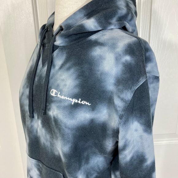 Women’s medium Tie Dye Hoodie, Champion black gray embroidered logo pullover - Picture 8 of 8